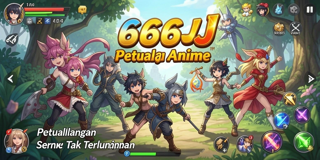 Tampilan gameplay 666J yang penuh warna dan dinamis.