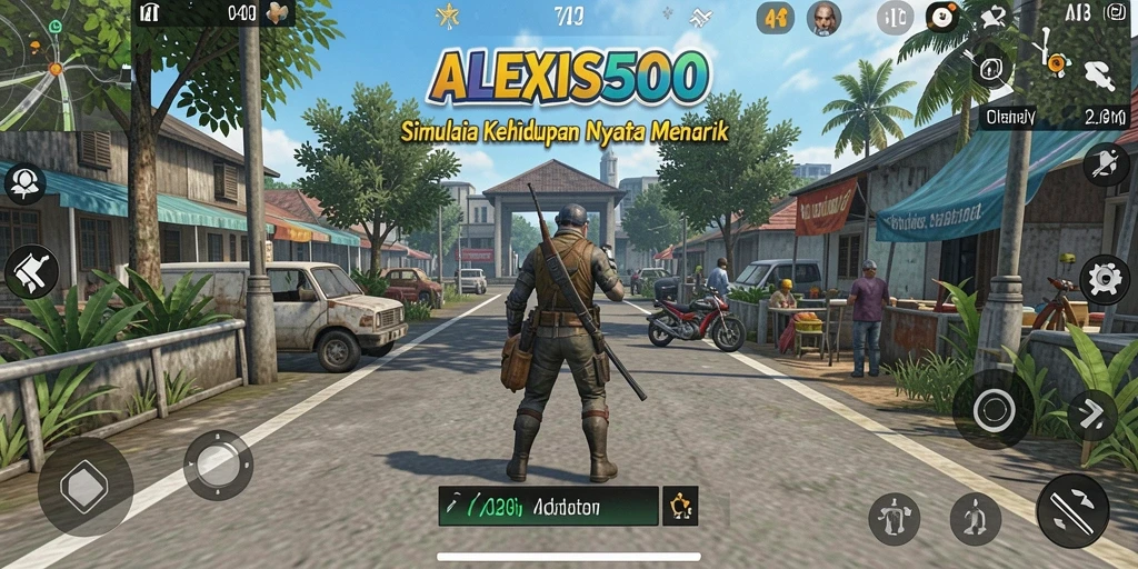 Screenshot utama ALEXIS500 menampilkan gameplay simulasi yang immersive.