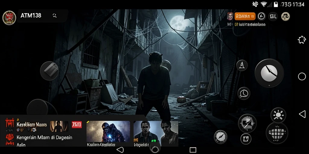 Tampilan gameplay mengerikan dengan atmosfer yang mencekam.