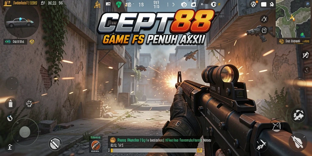 Tampilan gameplay menegangkan dari game FPS CEPAT88.