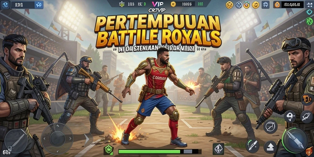 Gameplay seru di CR7VIP dengan aksi Battle Royale yang mendebarkan.