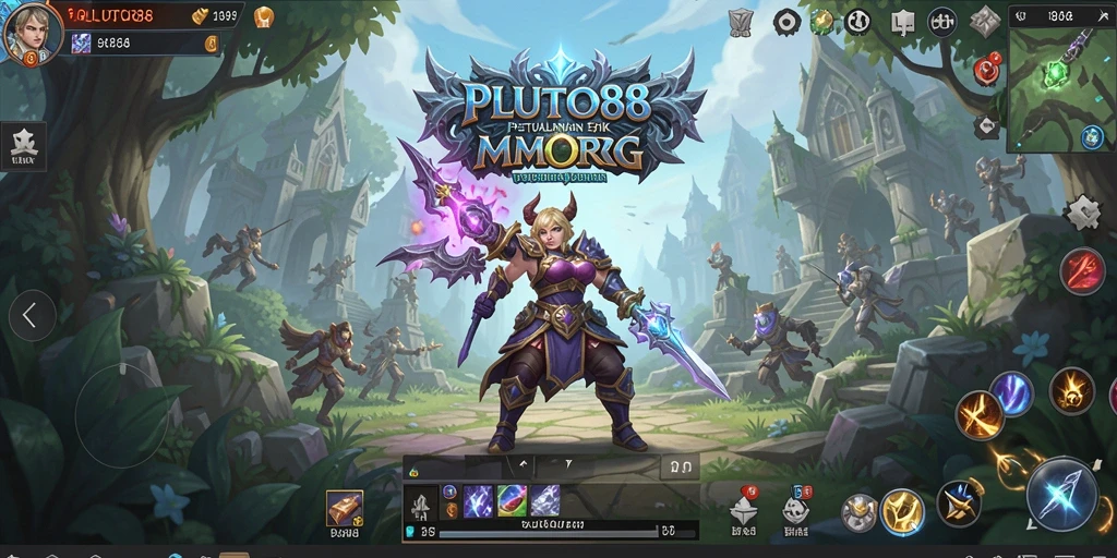 Tampilan gameplay mendalam di dunia fantasi PLUTO88.