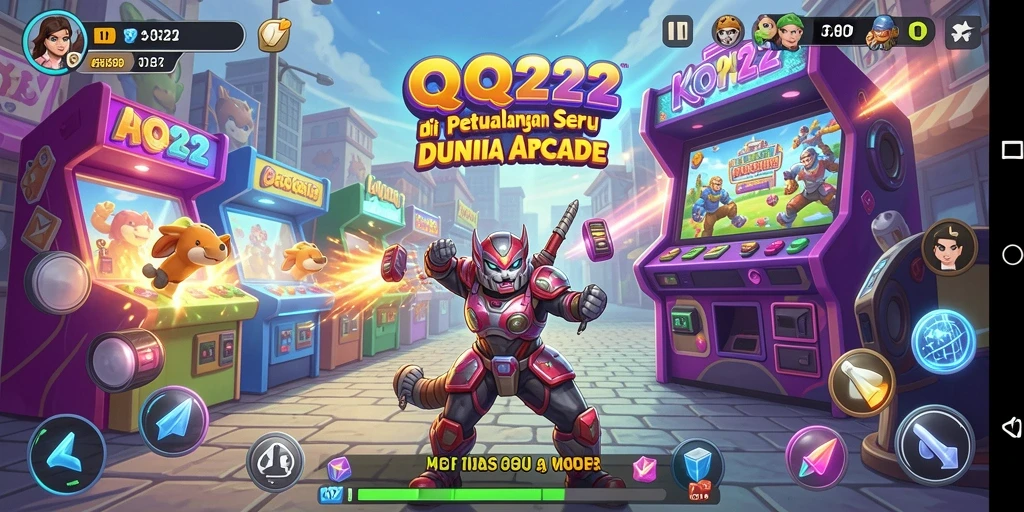 Tampilan gameplay seru dari QQ222 di level yang berwarna-warni.