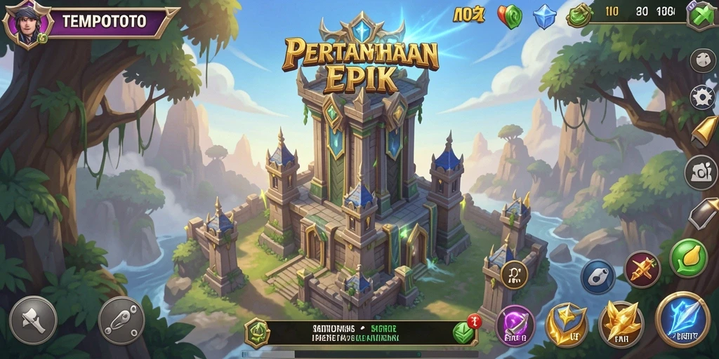 Tampilan gameplay Tower Defense yang menarik di TEMPOTOTO.